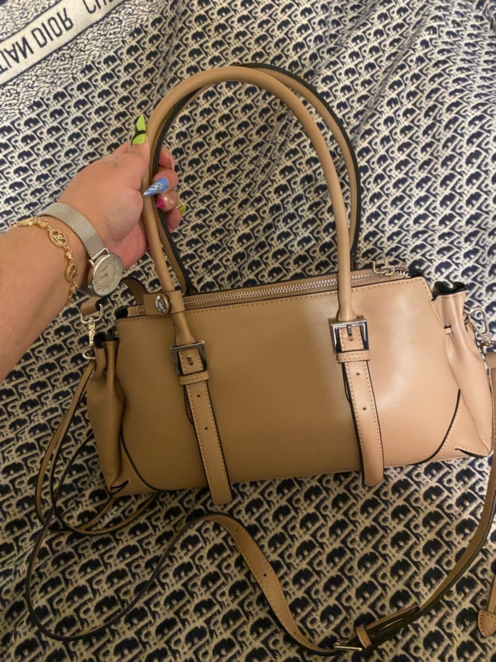 Prada Beige/Tan Leather Shoulder Bag - Picture 4 of 6
